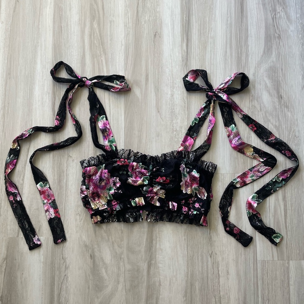 For Love And Lemons Black Floral Top